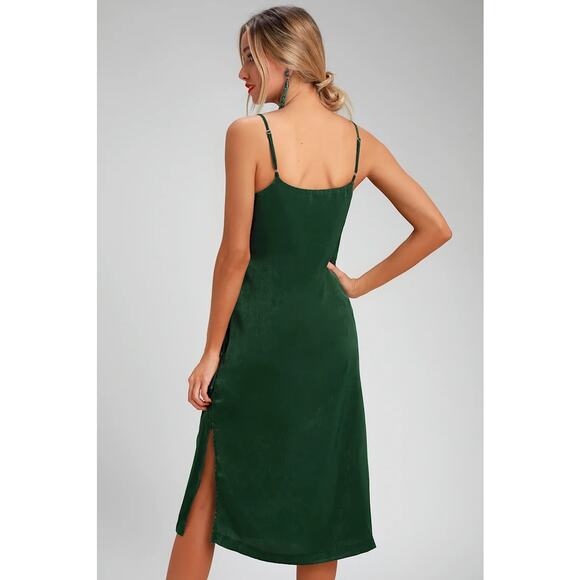 Lulu's Green Wrap Dress S - Picture 4 of 8